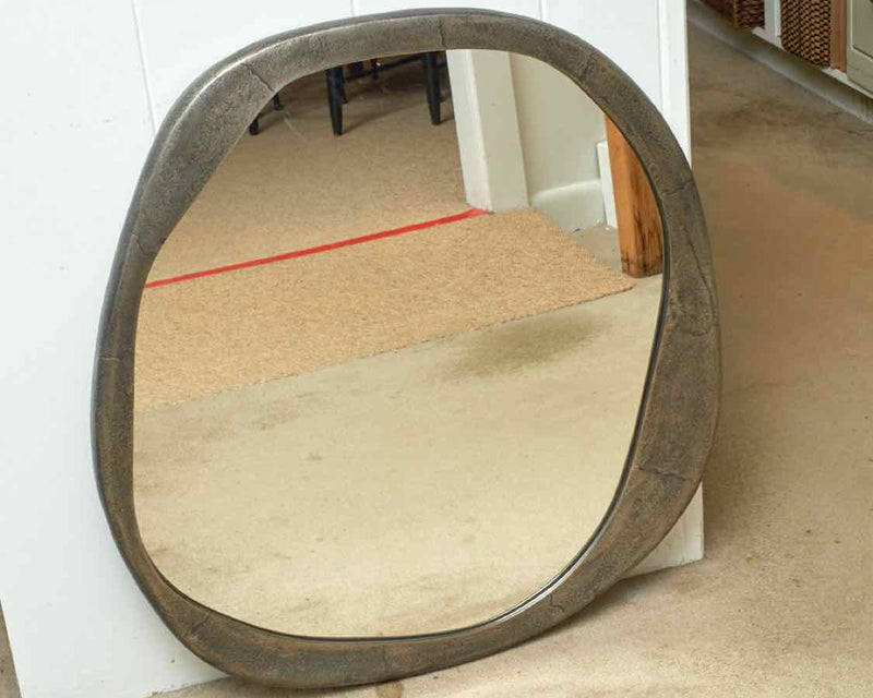 Crate & Barrel Free Form Bronzed Pewter Fiinsh Metal Mirror