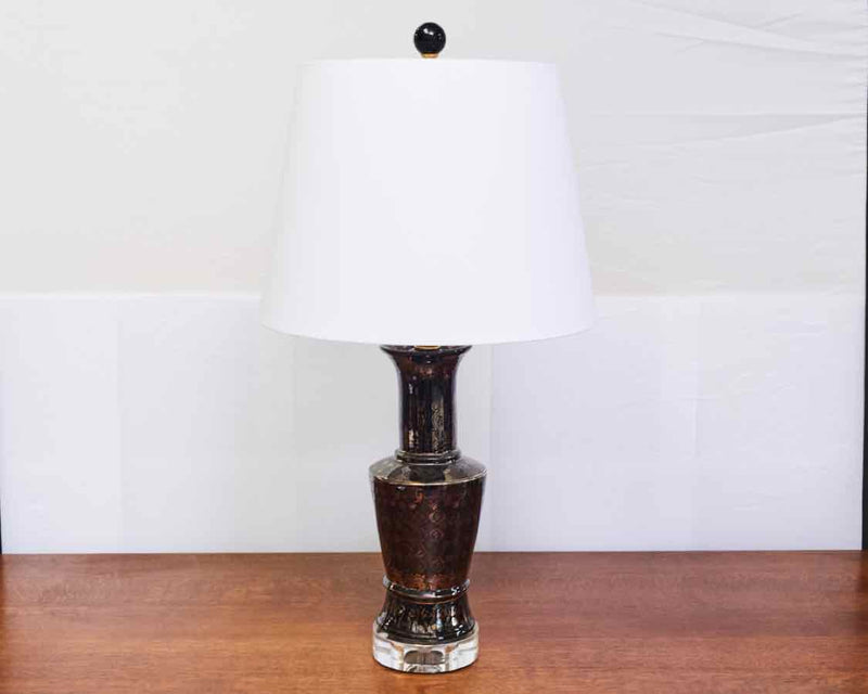 Black & Gold Table Lamp with White Shade