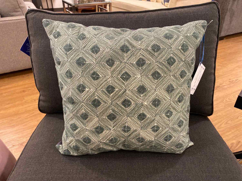 Geometric Patten with Grey and Sage Accent Pillow