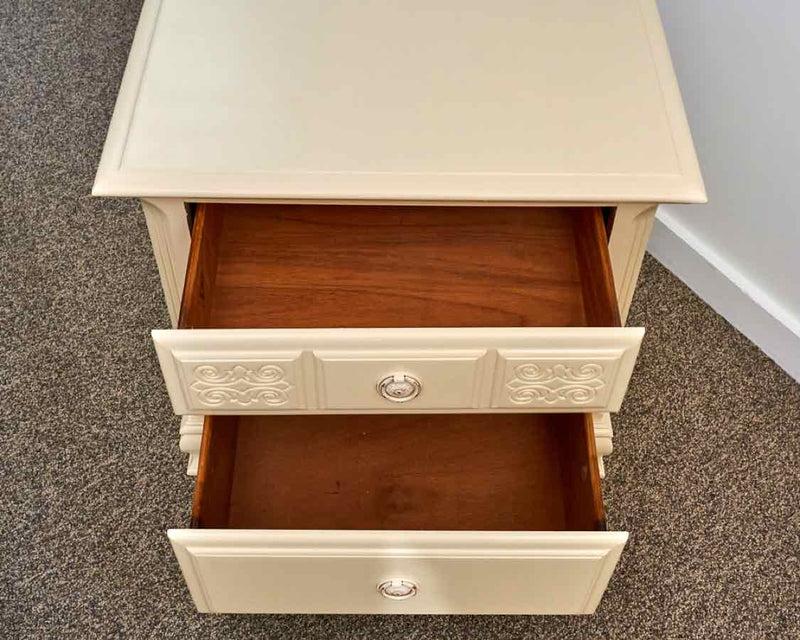 Pair of Off-White 2 Drawer Nightstands