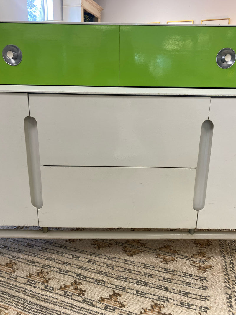 MCM White & Lime Green Accent Chest