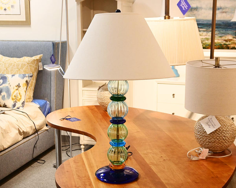 Murano "V. Nason" Tall Multicolored Glass Table Lamp w/blues, greens & orange