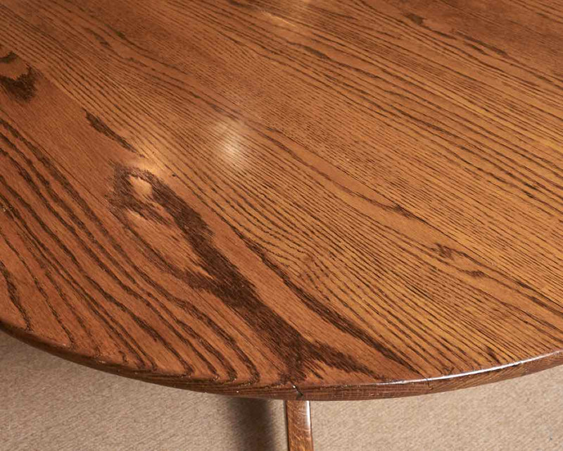 Oak Round Pedestal Dining Table On Casters