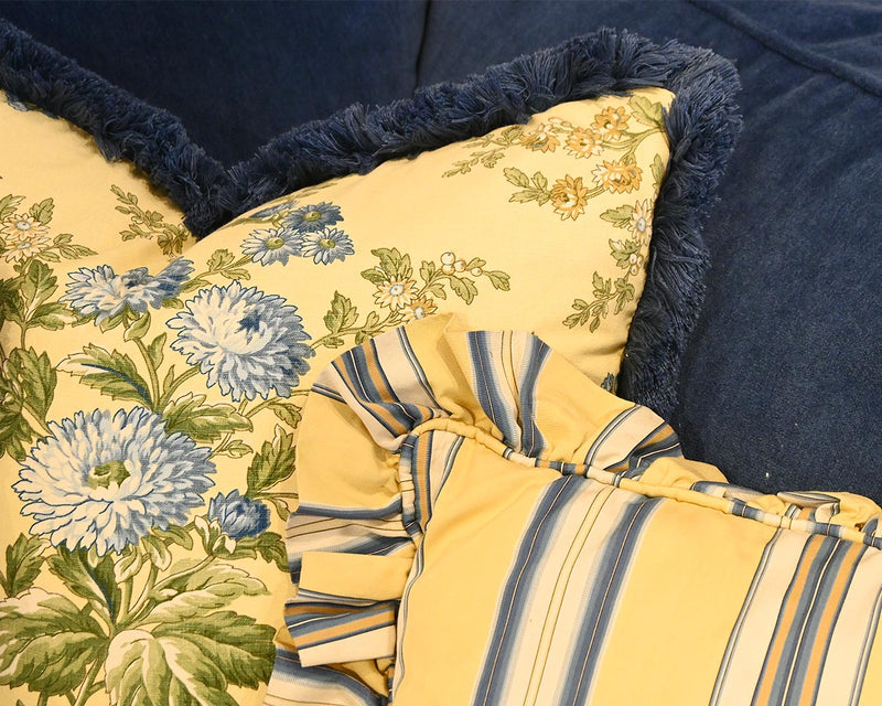 Set of 3 Yellow & Blue Accent Pillows