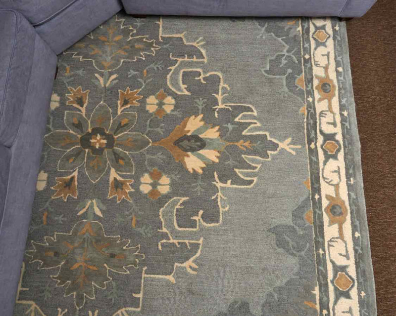 Rizzy Home  'Resonant' 100% Wool Pile In Gray/Blue/Ivory & Mustard Area Rug