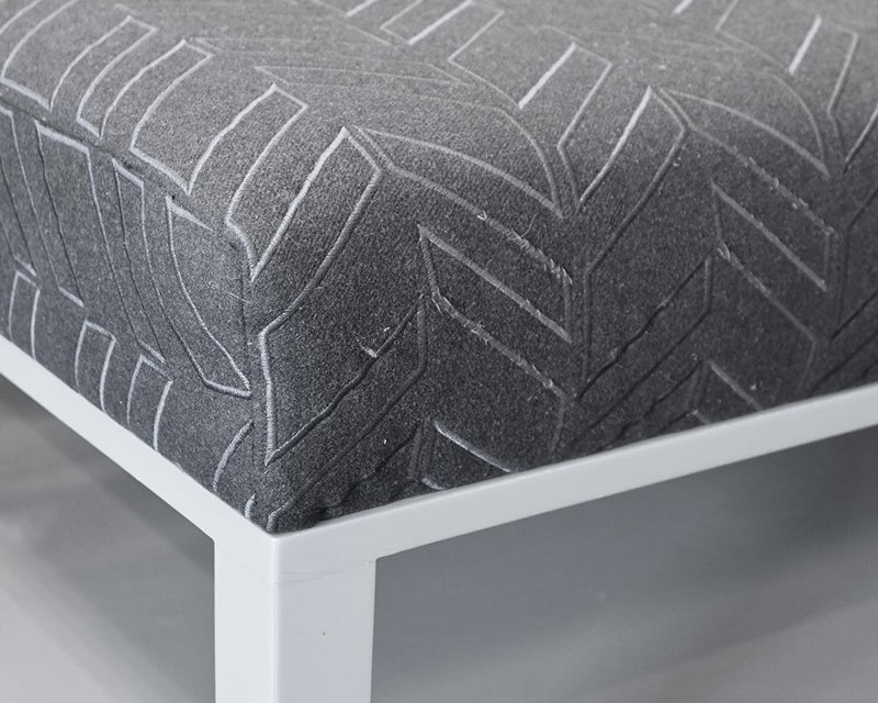 Custom Ottoman with Brentano Charcoal Upholstery with High Gloss Finish Base