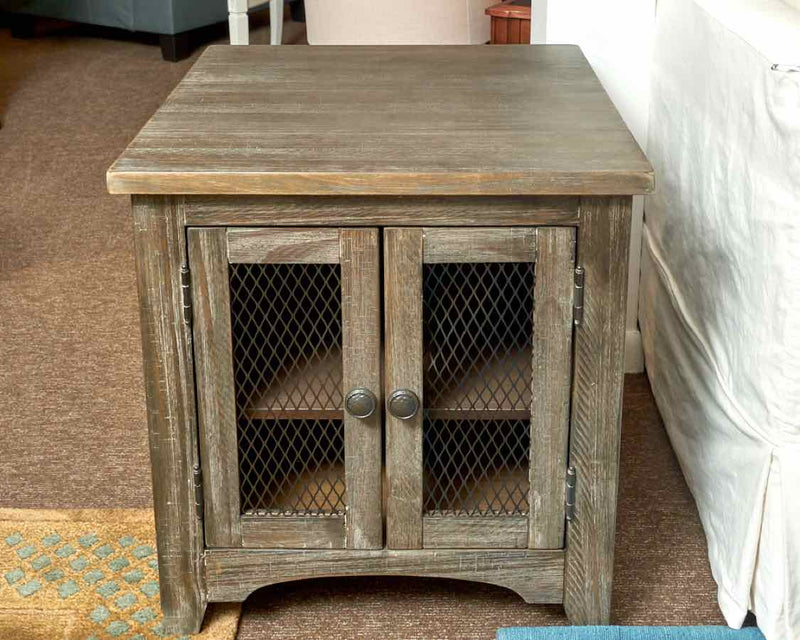 Ashley Furniture 'Signature' Gray Washed Finshed  Side Table with 2 Doors