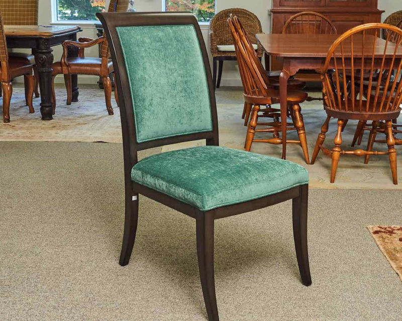Set of 6 Lexington Dining Side Chairs in Emerald Velvet on Espresso Frame