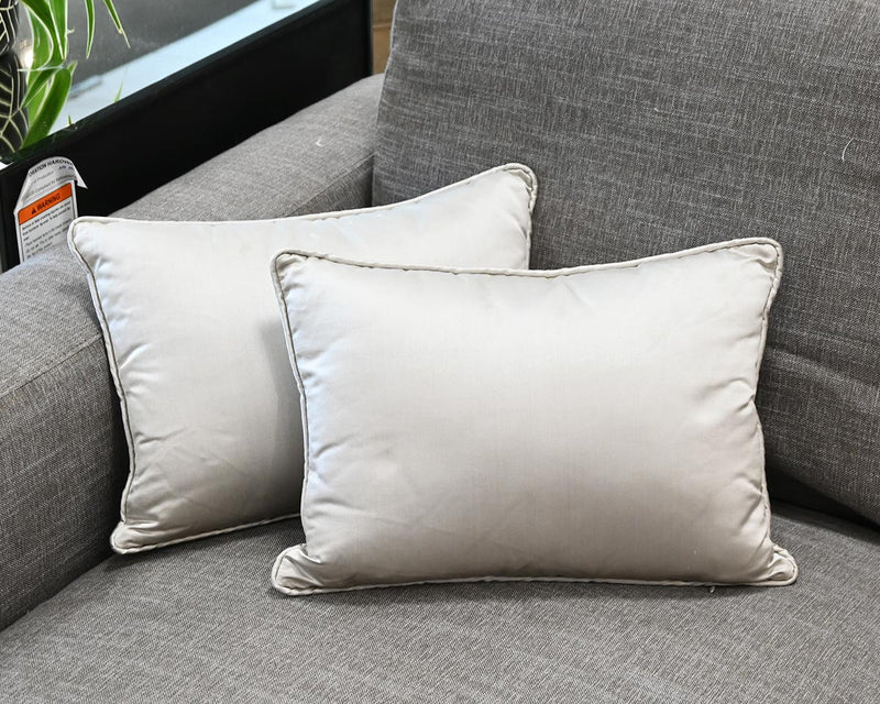 Pair of Small Silver Silk Accent Pillows