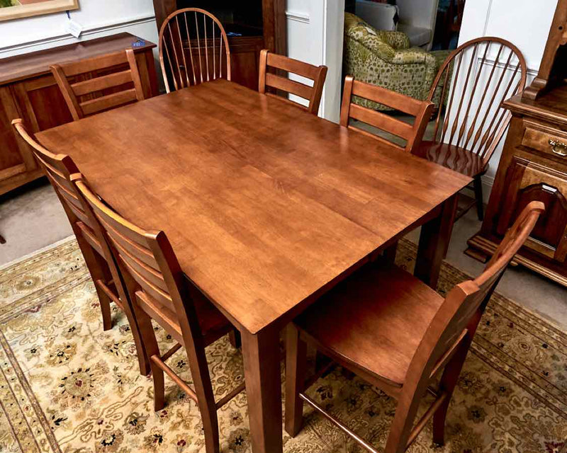 Hamilton & Spill  Cherry High Top Table With Leaf  & 6 Ladder Back Chairs