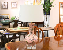 Cherry Blossoms Vase Table Lamp W/Crystal Base