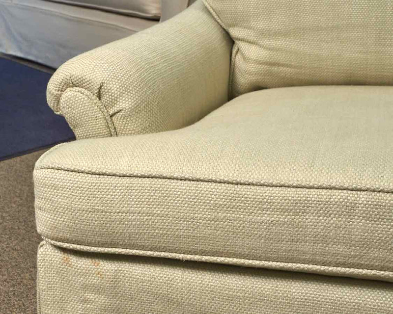 Skirted Roll Arm Chair in Celery Woven Fabric