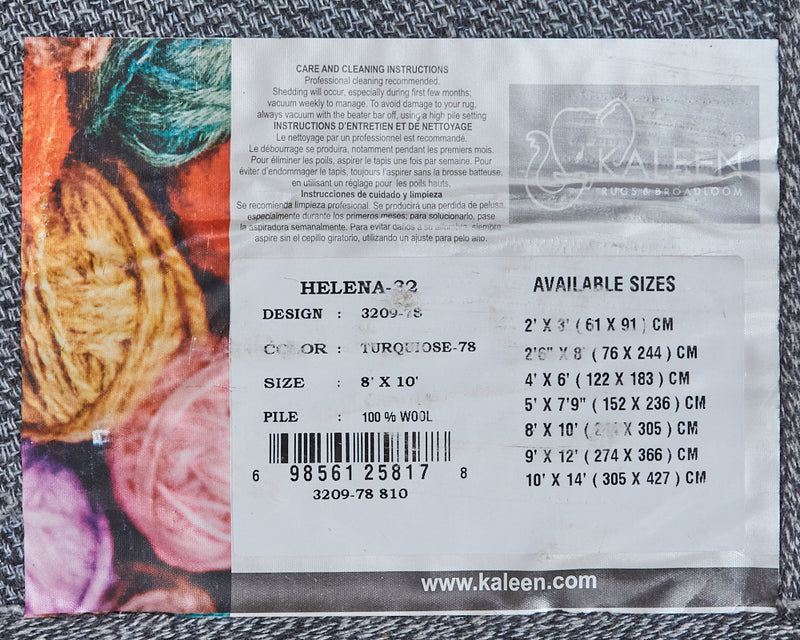Kaleen Helena Wool "Turquoise" Area Rug (8 x 10)