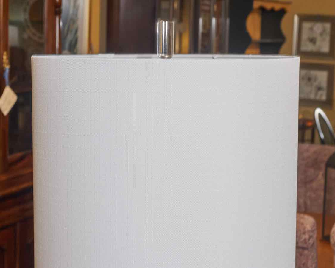 Dominici Black Ceramic With Clear Acrylic Base Table Lamp With White Linen Shade