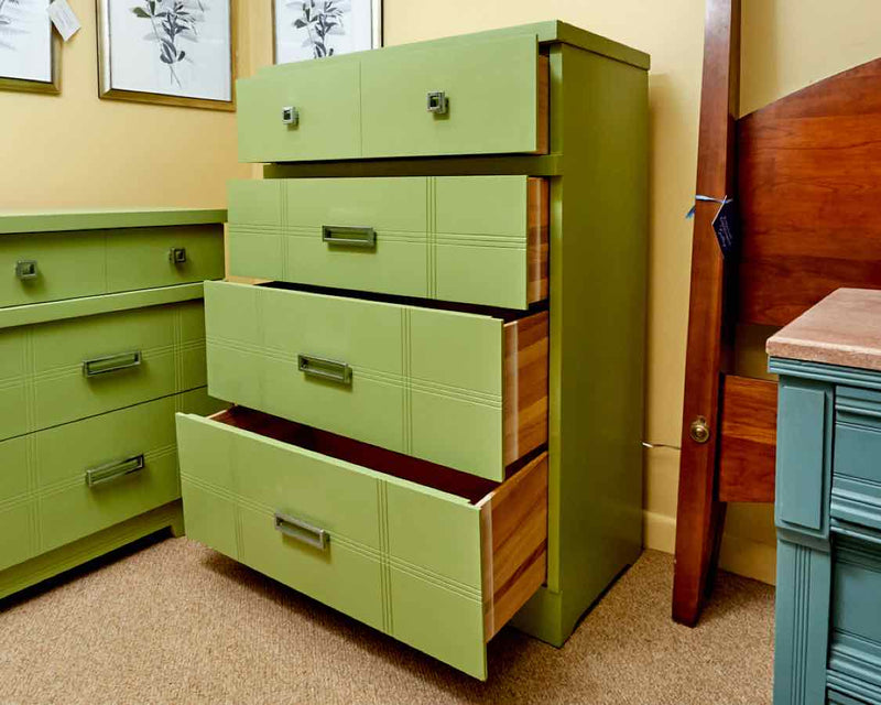 Seagrass Green Finish 4 Drawer Vintage Chest