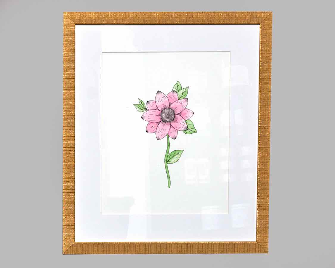 Framed hand painting:Pink Floral Pops: 4/4