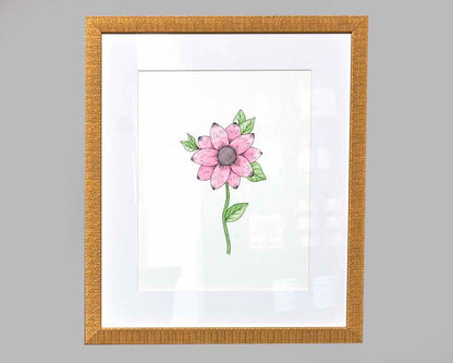 Framed hand painting:Pink Floral Pops: 4/4
