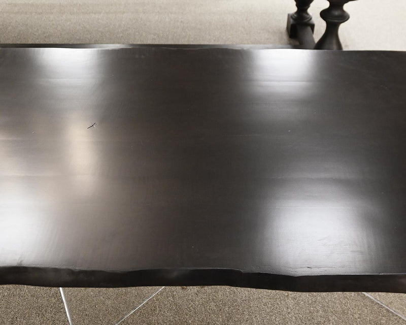 Fairfield Live Edge Ebony Stained Dining Table w/ Lucite Base