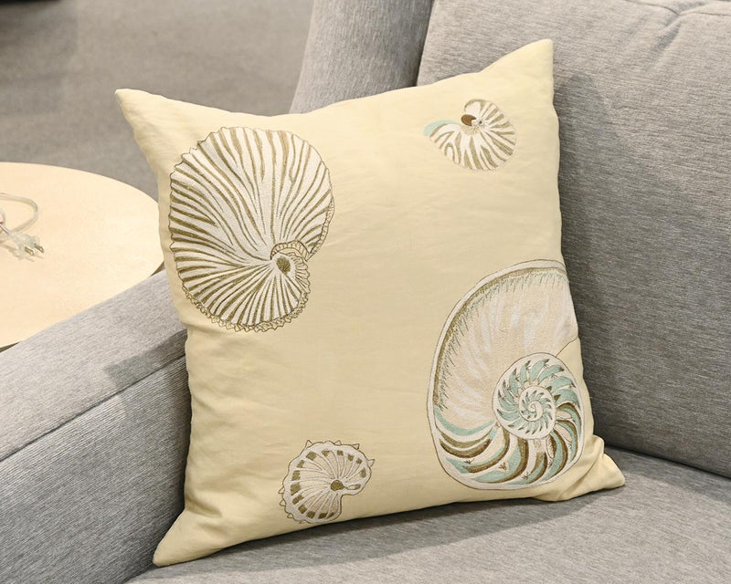 SFerra Accent Pillow Beige W/embroidered shell design