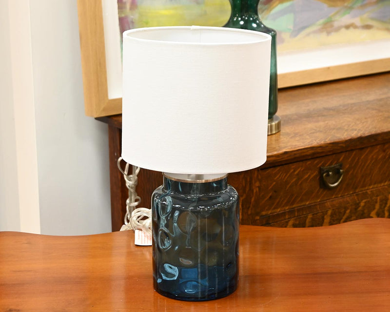 Clear Blue Tinted Glass Accent Table Lamp