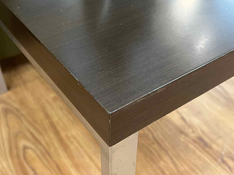 Espresso Side Table w/ Metal Base