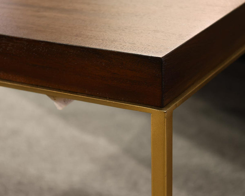 Ethan Allen Walnut Cocktail Table with Burnished Gold Trim