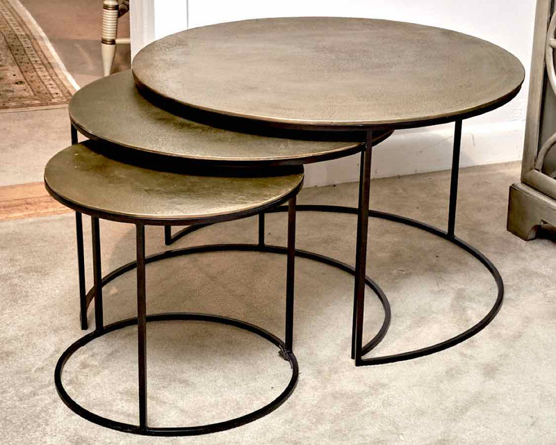 Bronze Finish Metal Round Nesting Side Tables