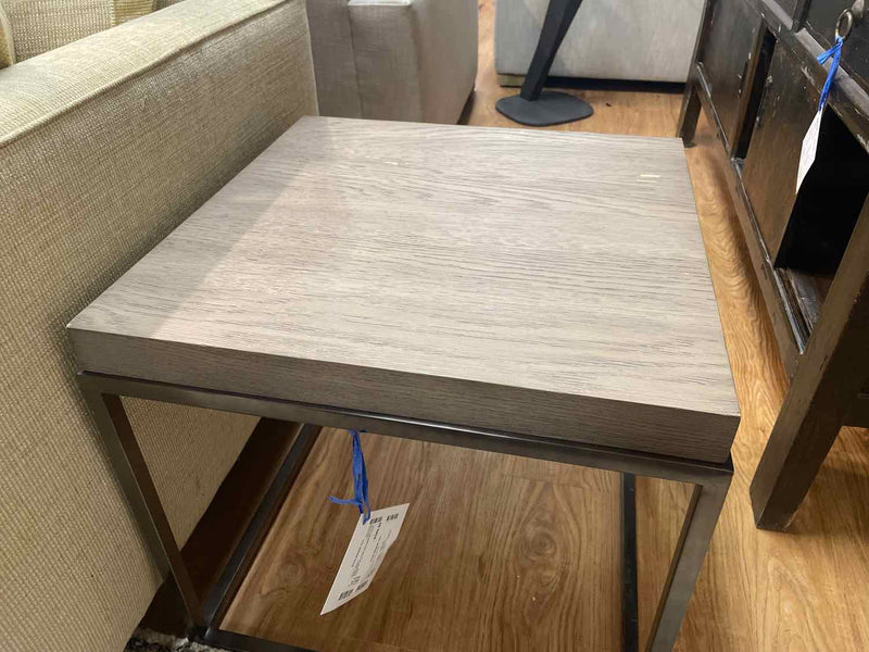 Driftwood Grey Oak Side Table on Metal Frame
