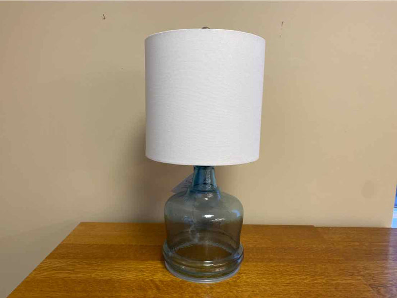 Cerulean Glass Body Transitional Table Lamp with White Shad