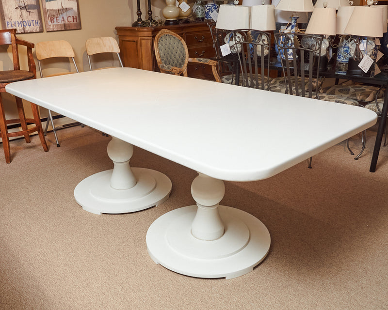 White Double Pedestal Dining Table