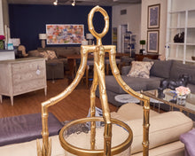 Hurricane Lantern in Gold Bamboo Stand