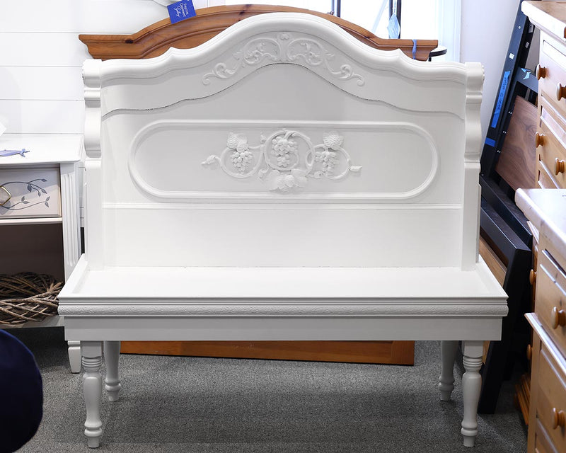 Victorian Bench with Carved Detail in Painted White Finish