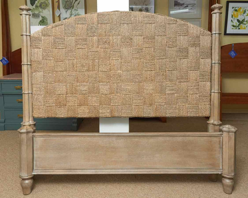 Queen Washed Wood & Woven Basketweave Pattern  Bed
