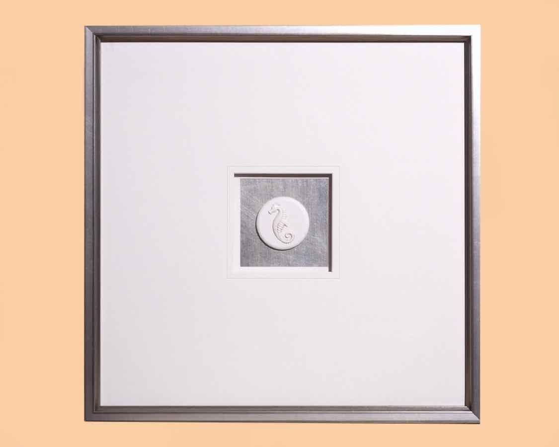 Seahorse Intaglio Double Matt In Black Frame