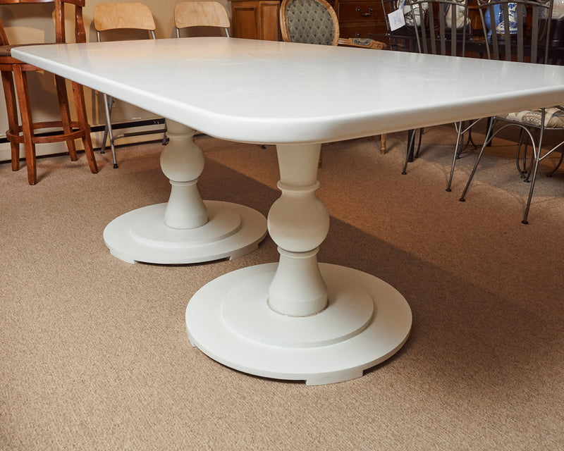 White Double Pedestal Dining Table