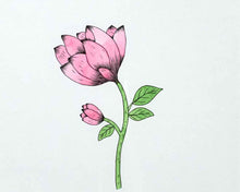 Framed hand painting:Pink Floral Pops: 3/4