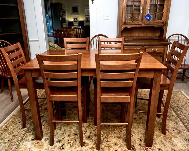 Hamilton & Spill  Cherry High Top Table With Leaf  & 6 Ladder Back Chairs