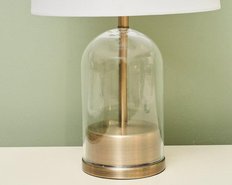 Clear Glass Bell Shape  Gold Accent Table Lamp