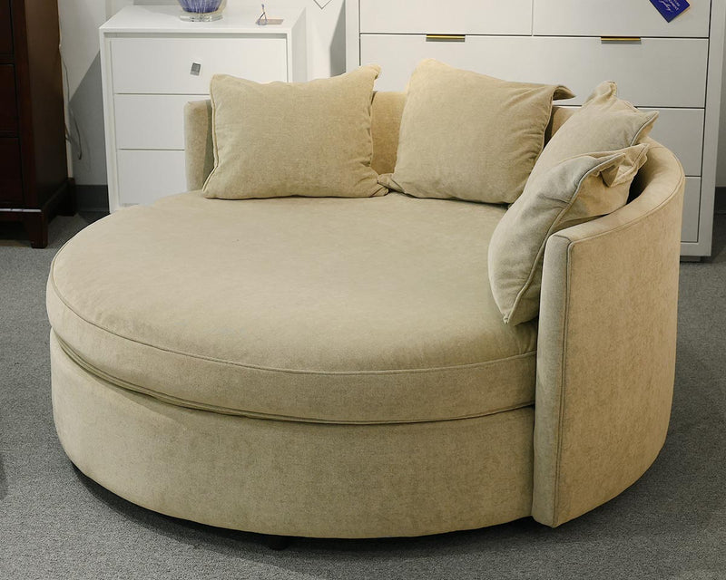 MG+BW 'Jeannie'' Round  Taupe Upholstery Chair with 4 Toss Pillows