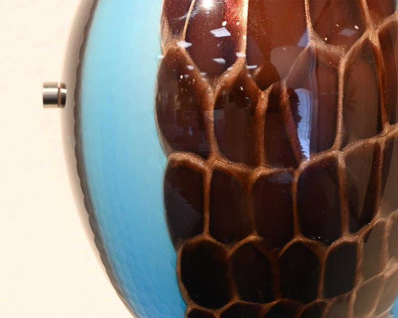 Blown Glass Contemporary Sconce in Turquoise Stripe w/ Alligator Design