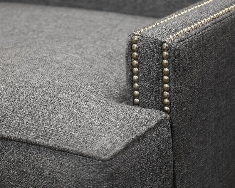 Arhaus 88" Tightback 3-Cushion Sofa in Grey with Silver Nailhead Trim