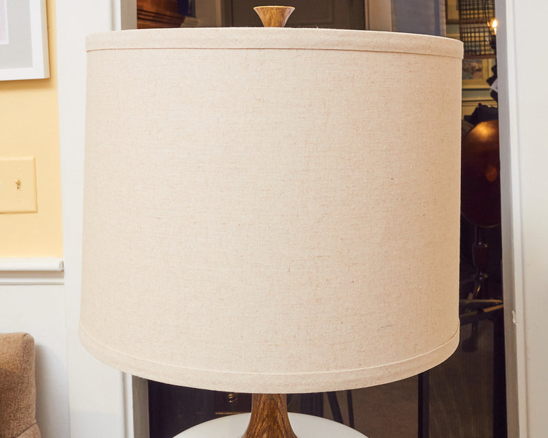 Transitional Wood & Ceramic In Chevelle Finish Drum Shade Table Lamp
