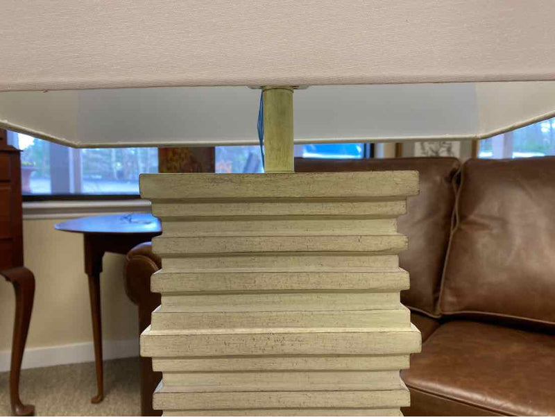 Sauga Cream Casual Stacked Plate Design Table Lamp in Aged Pearl