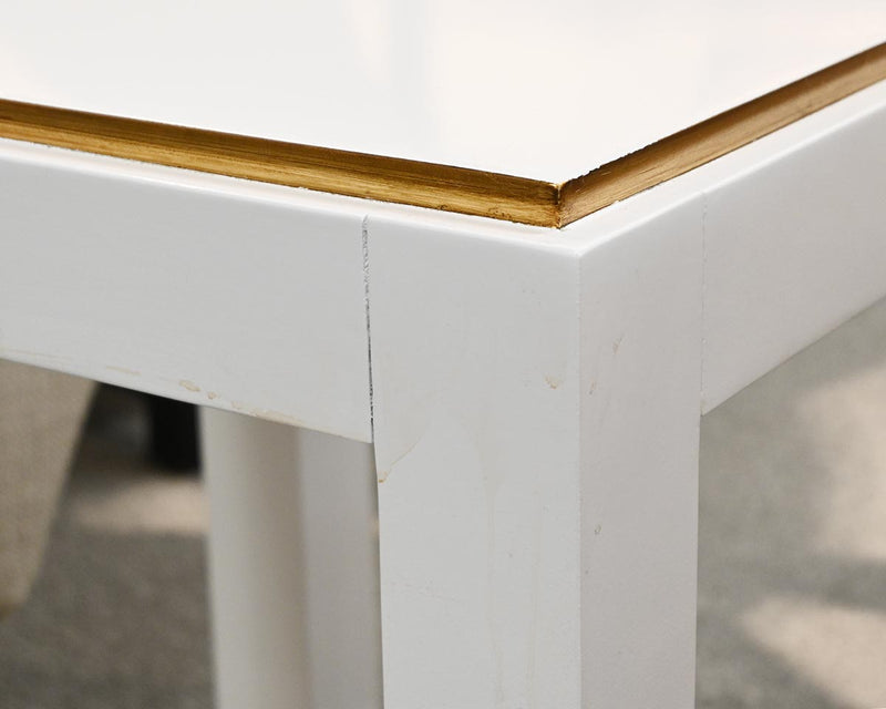 White Lacquer Asian Side Table with Gold Accent
