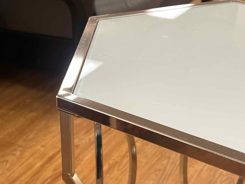 Chrome Side Table w/ Tempered Glassr Top