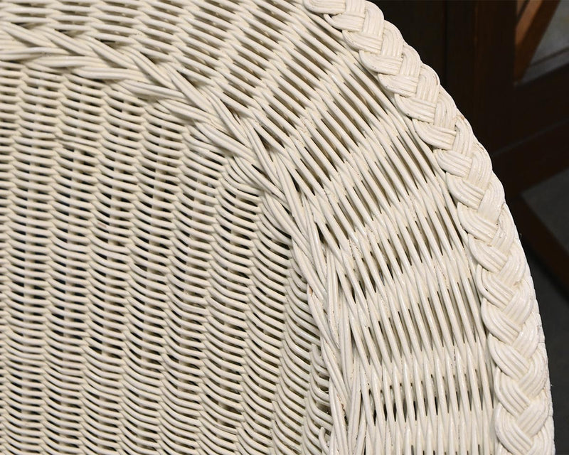 Ivory Wicker Arm Chair (As is)