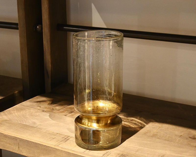 "Adriatic I" Small Brushed Gold Metal Glass Vase