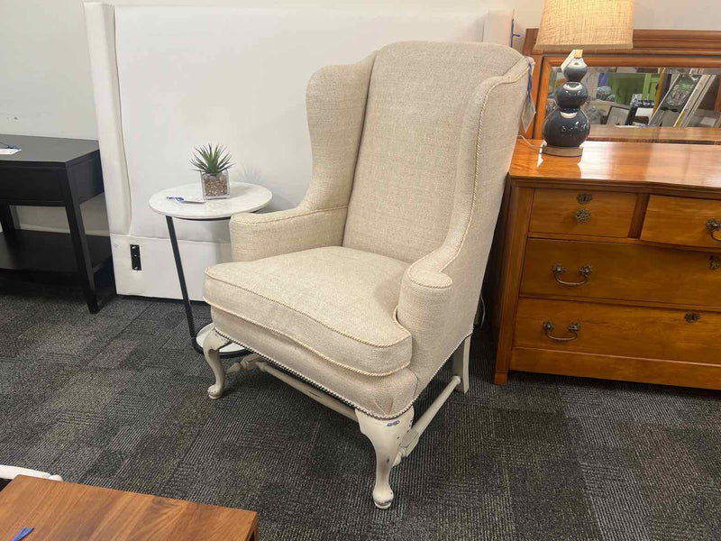 Queen Anne Wing Chair in Oatmeal