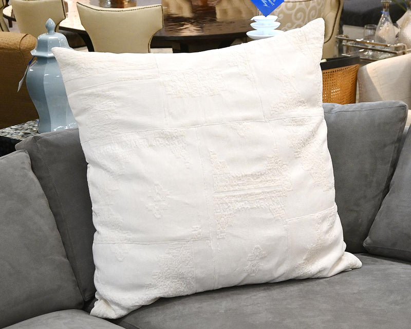 Large Cut  Velvet White Accent Pillow