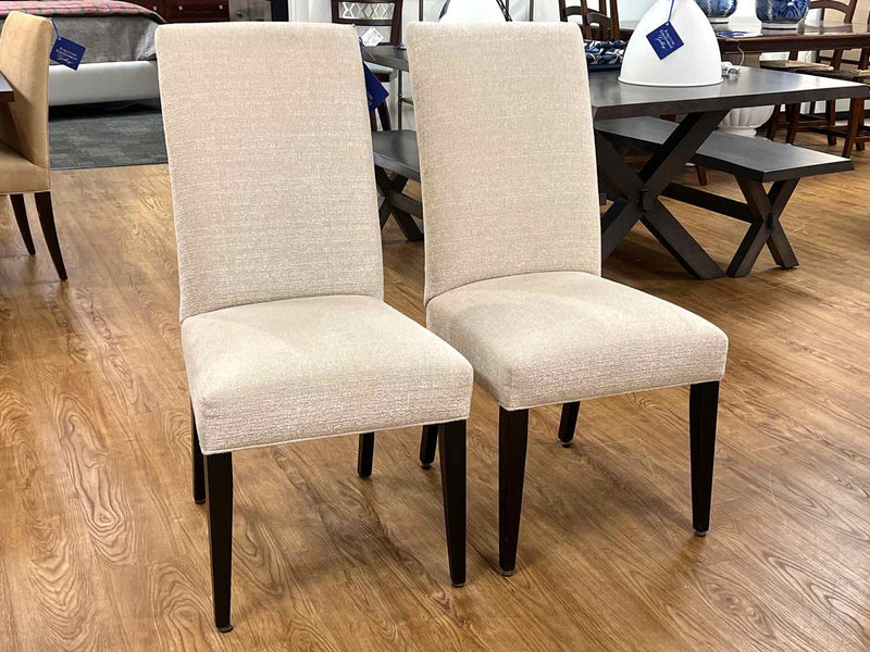 Pair of Oatmeal Upholstered Dining Chais